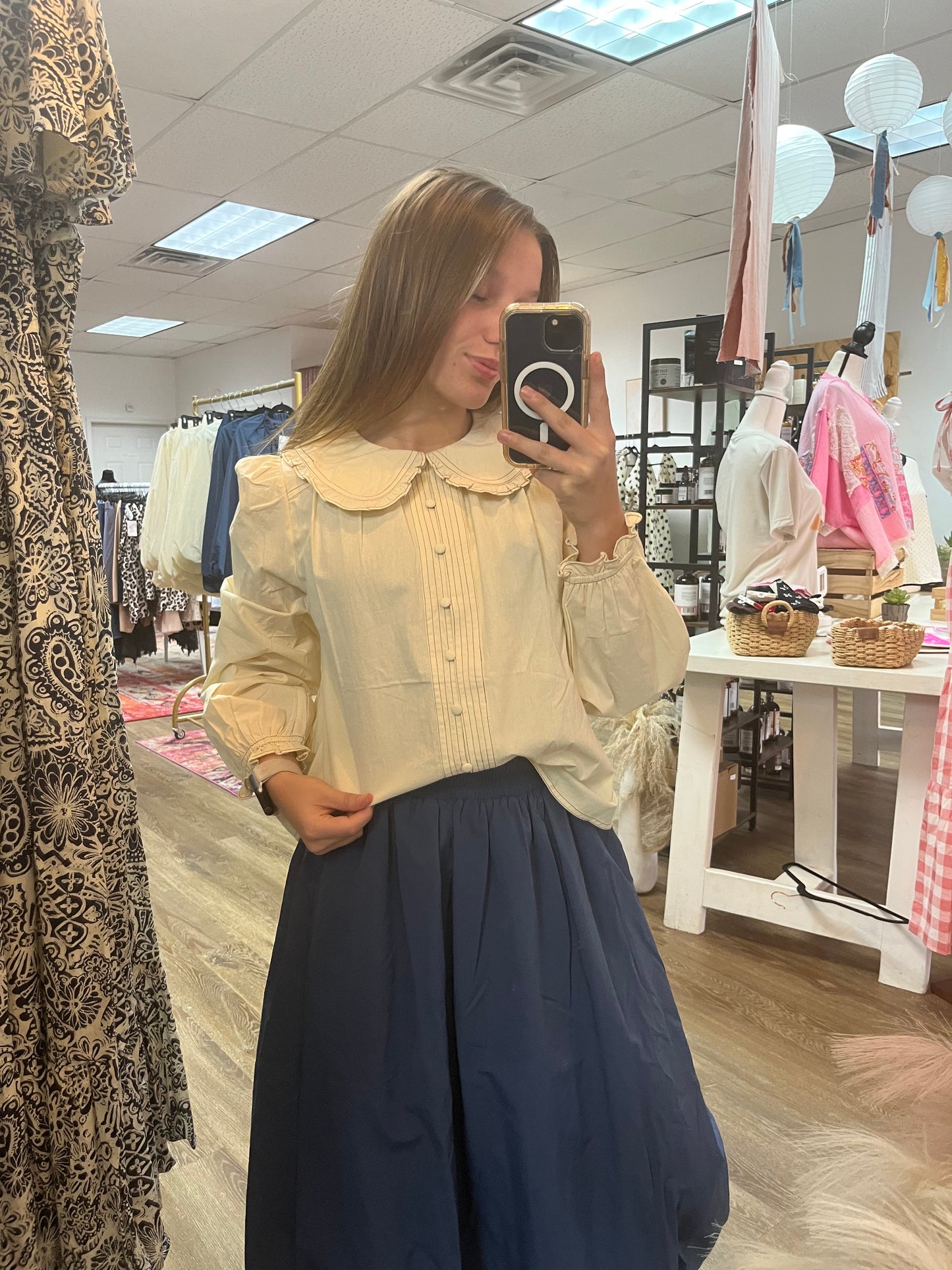 Crème Ruffle Top