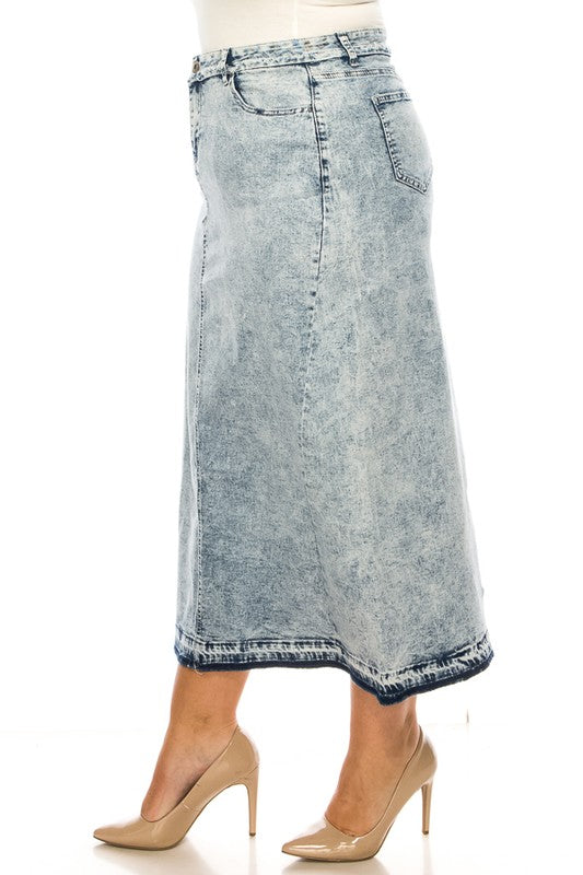 Denim Long Skirt Plus Sand Blush