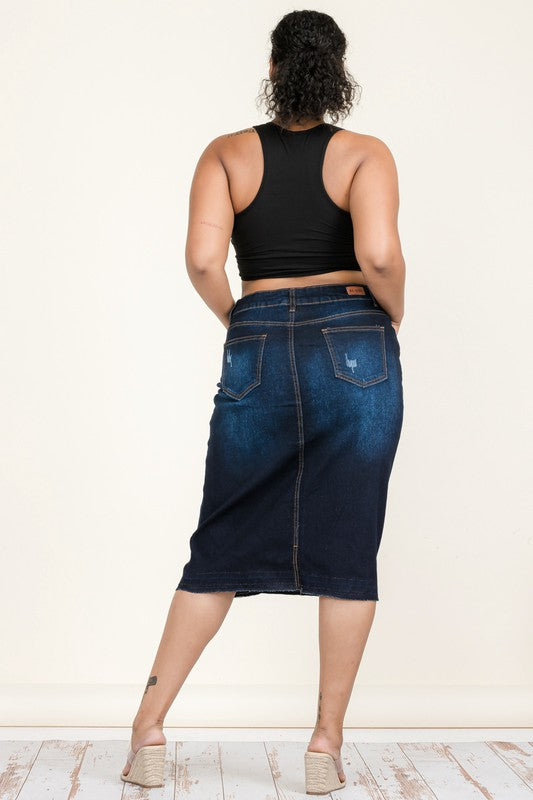 Plus Dk. Indigo Jean Skirt