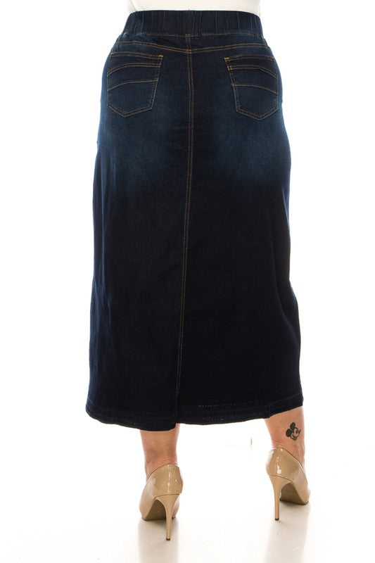Plus Denim Long Skirt