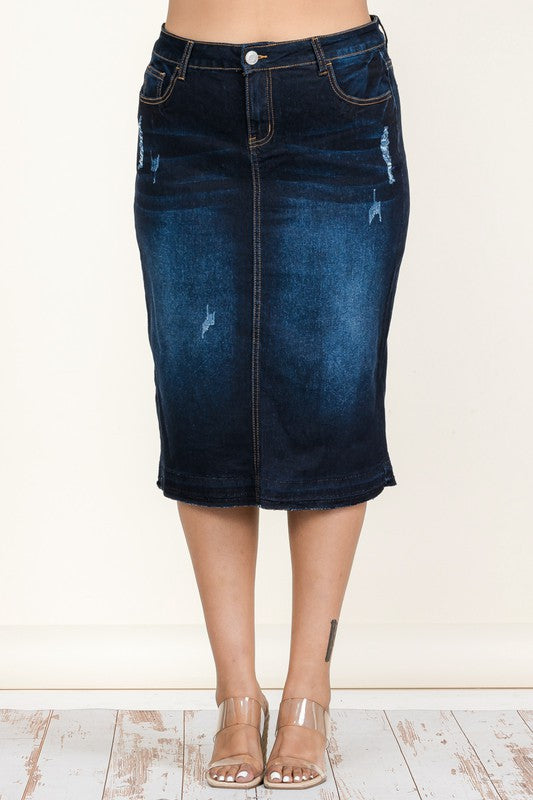 Plus Dk. Indigo Jean Skirt