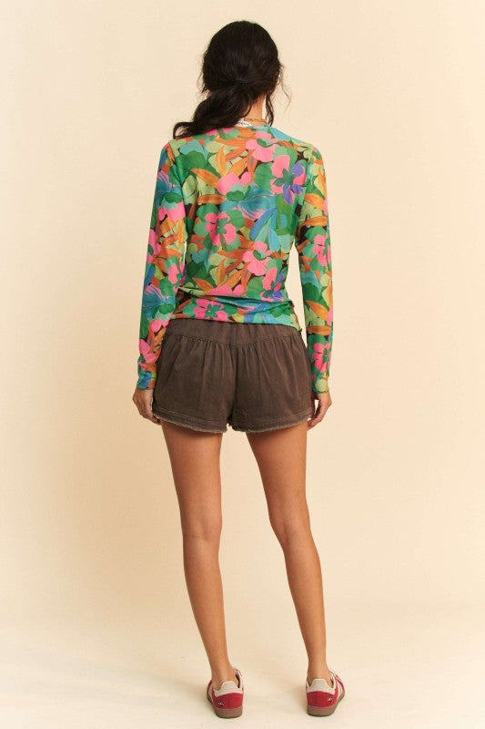 Flower Print Mesh Top