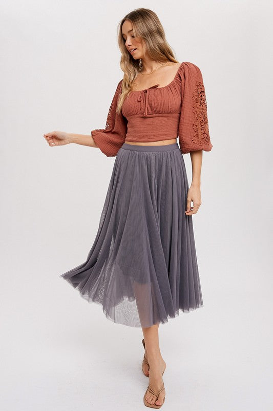 Tulle Midi Skirt
