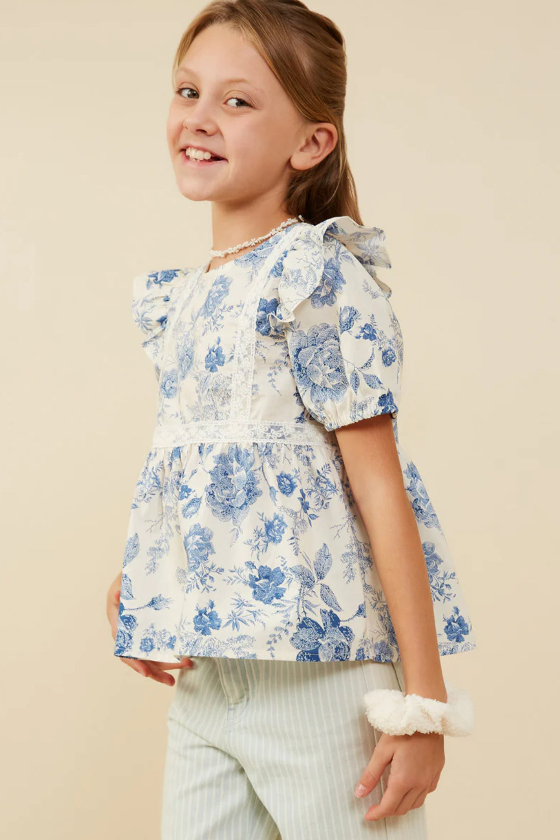 Girls Floral Lace Blouse