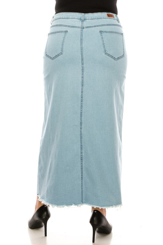 Denim Long Skirt Plus Light Indigo