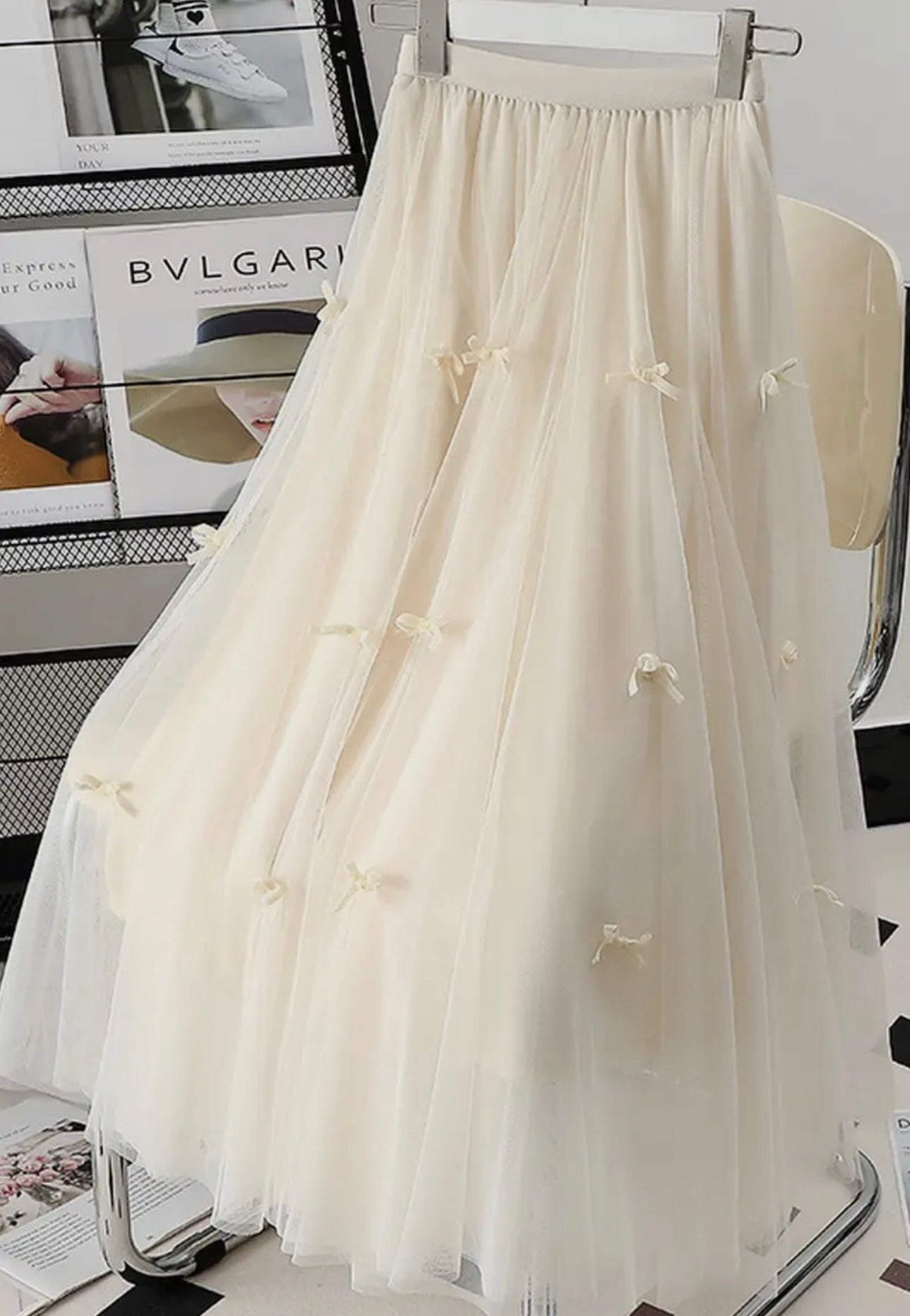 Cream Bow Skirt