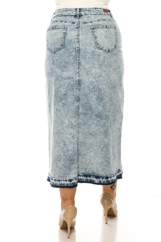 Denim Long Skirt Plus Sand Blush