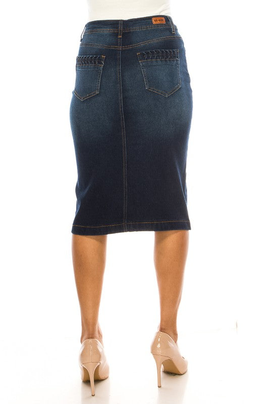 Denim Skirt Dark Indigo