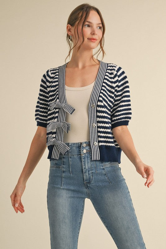 Bow Cardigan navy