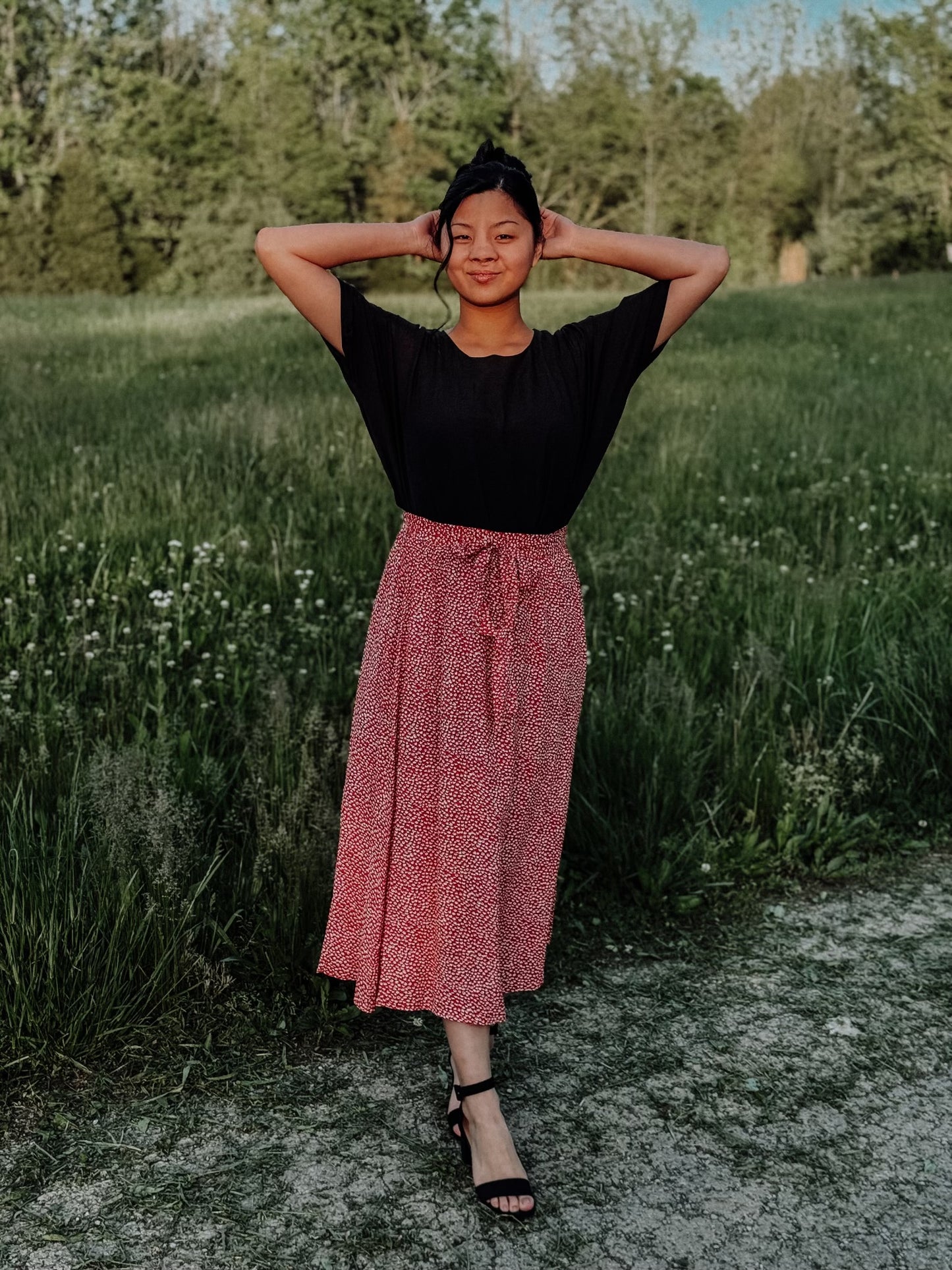 Red Midi Skirt