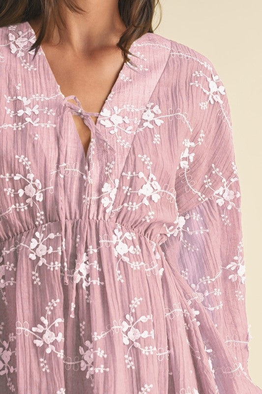 Mauve Moss Embroidered