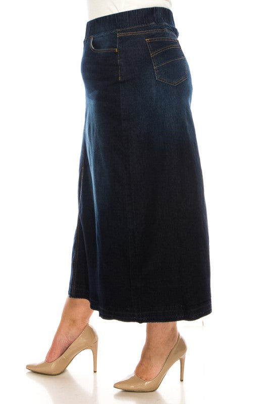 Plus Denim Long Skirt