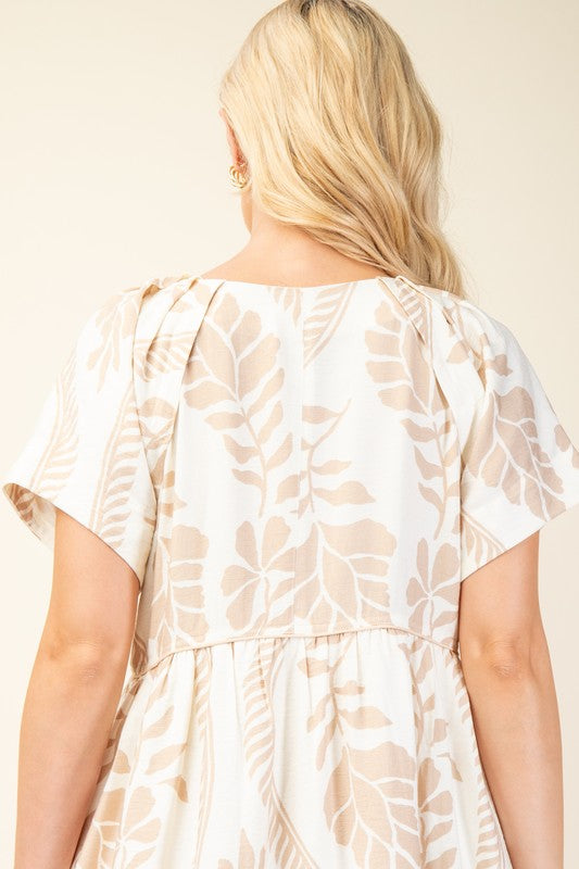 V-Neck Short Sleeve Midi