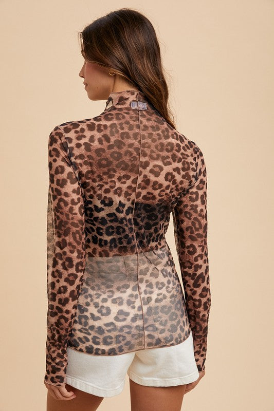 Animal Print Mesh Top