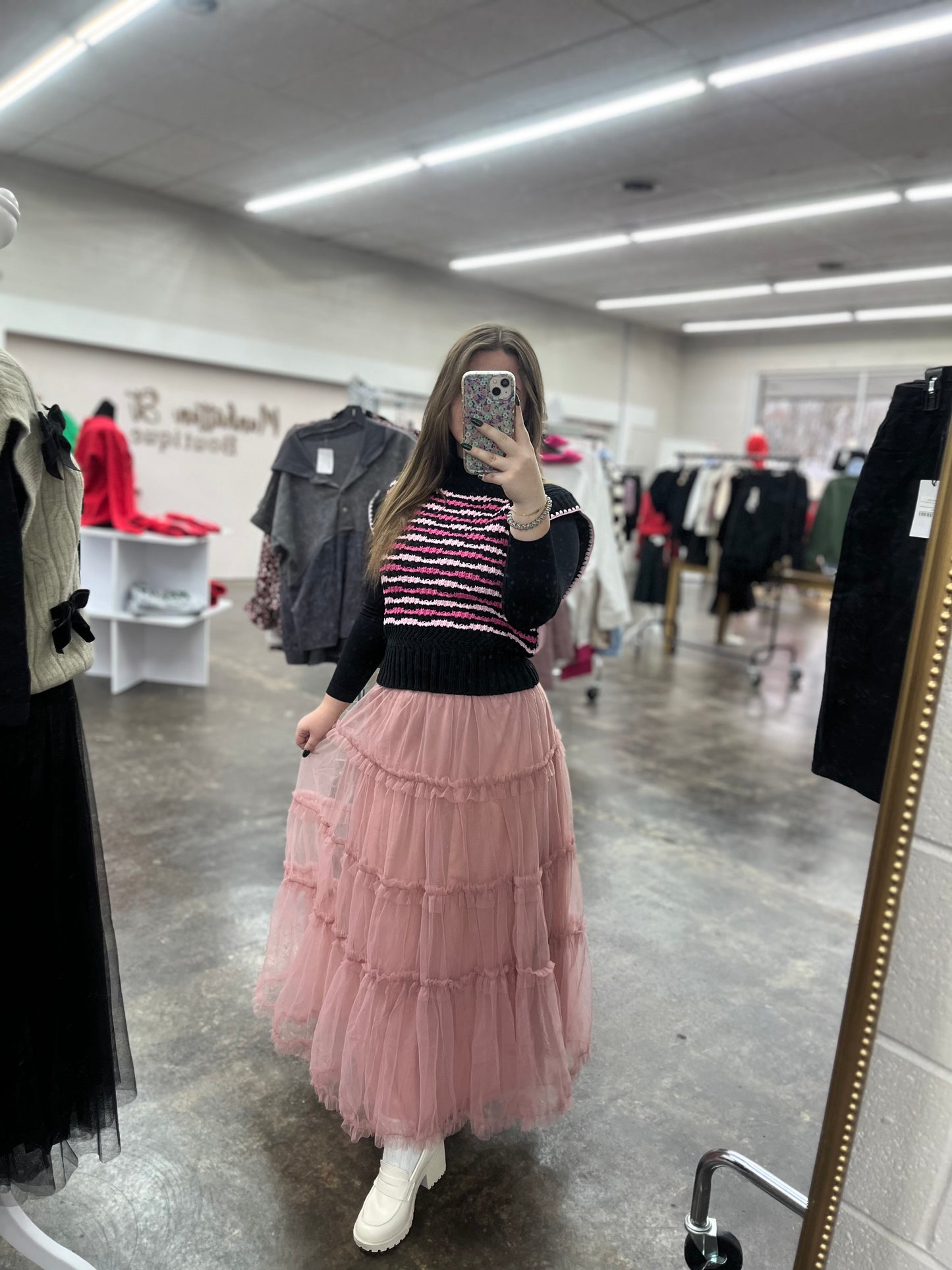 Black pink sweater vest