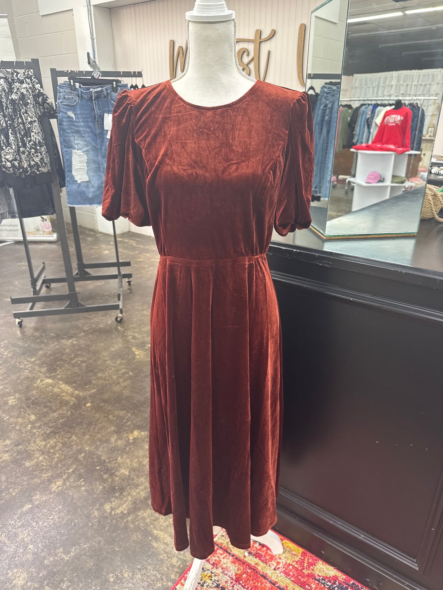 Copper velvet dress