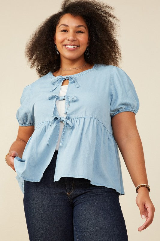Plus puff sleeve tie