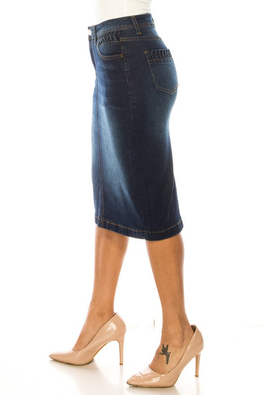 Denim Skirt Dark Indigo