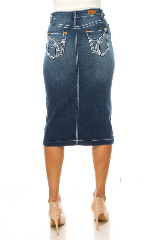 Denim Skirt Indigo Wash