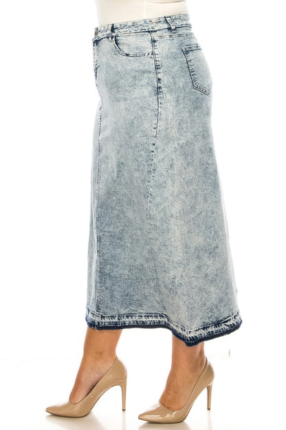 Denim Long Skirt Plus Sand Blush