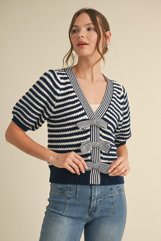 Bow Cardigan navy