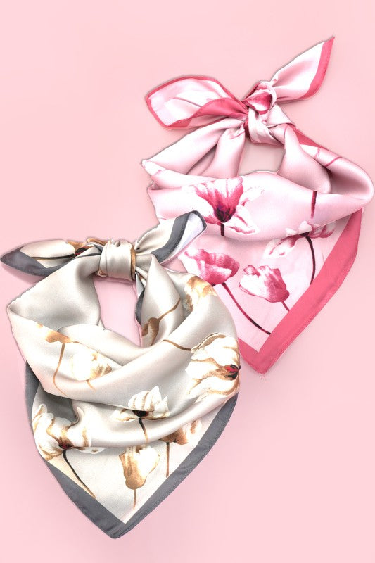 Flower Silky Bandana Scarf