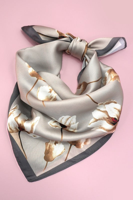 Flower Silky Bandana Scarf