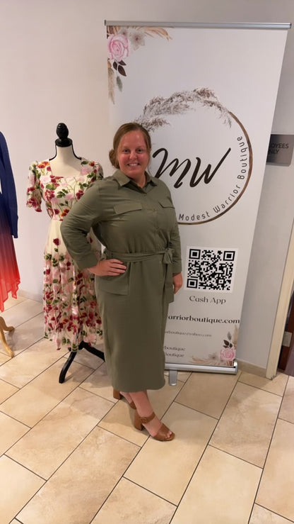 Olive shirt dress