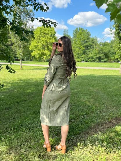 Olive shirt dress