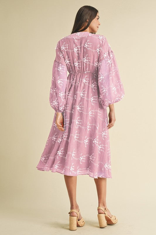 Mauve Moss Embroidered
