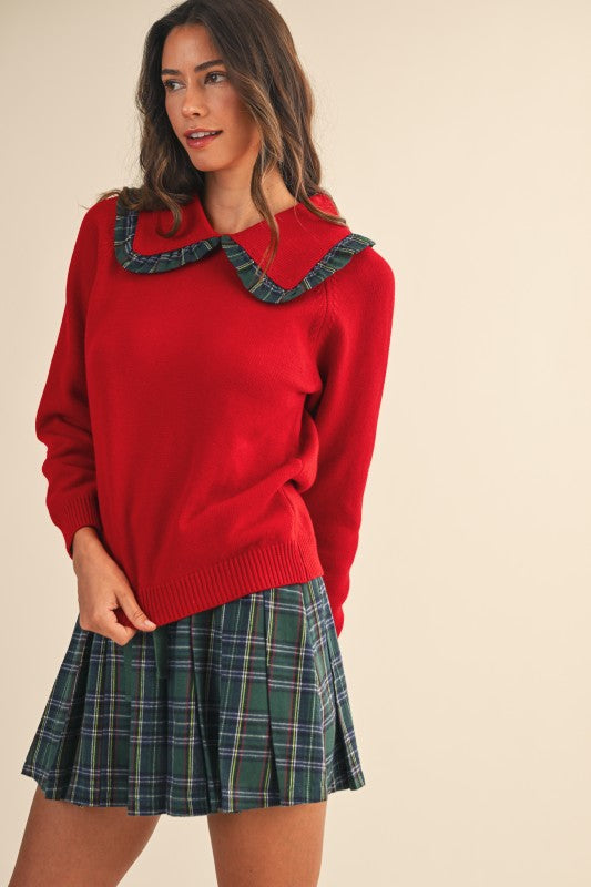 Plaid Collar Sweater