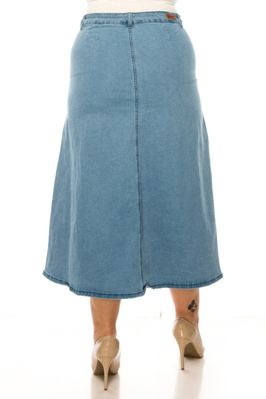 Plus Denim Long Skirt