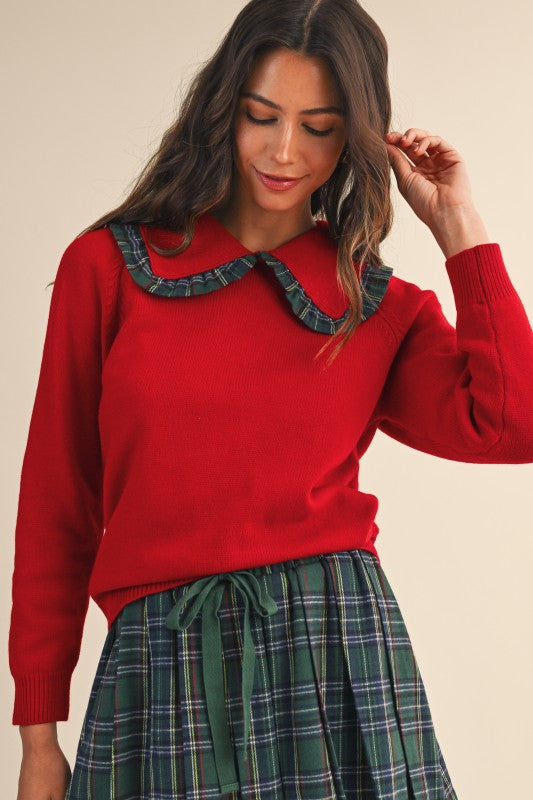 Plaid Collar Sweater