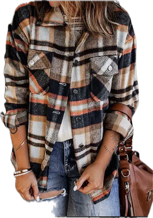 Blue Casual Plaid Shacket