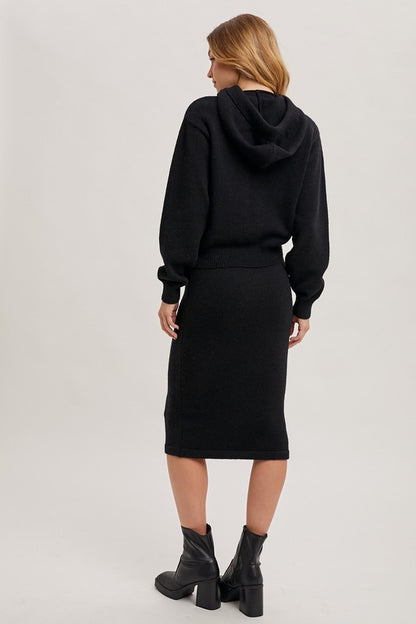 Hoodie and Skirt Set Black