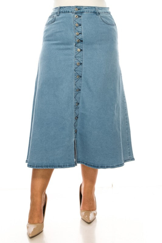Plus Denim Long Skirt