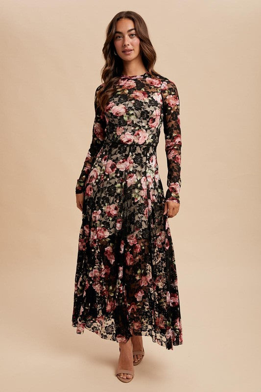Floral mesh maxi
