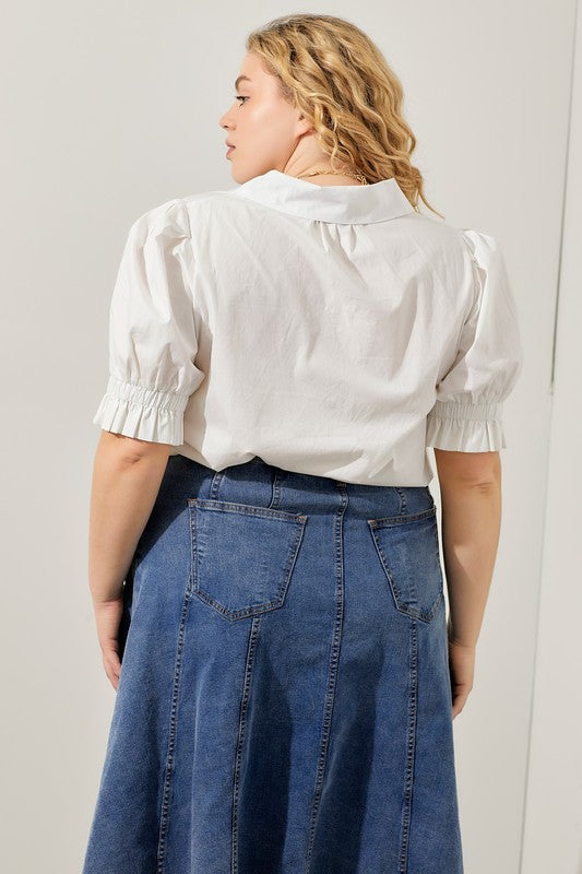 Plus Poplin Collar Blouse
