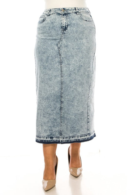 Denim Long Skirt Plus Sand Blush