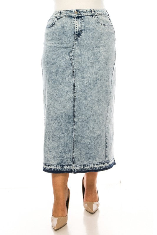 Denim Long Skirt Plus Sand Blush