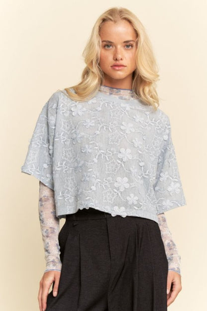 Floral Mesh Babydoll Top