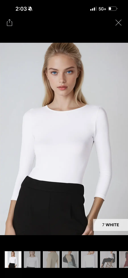 3/4 sleeve crew neck Nikibiki