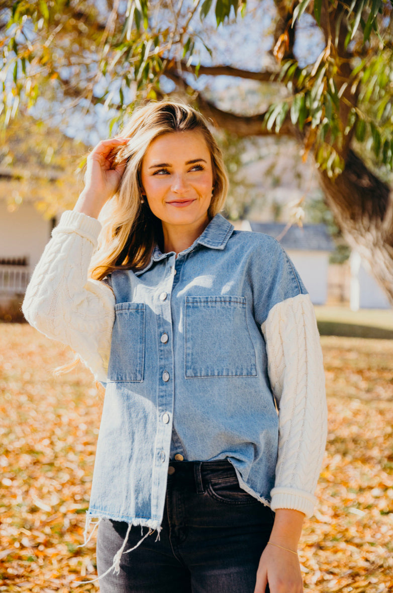 Mixed Media Denim Jacket