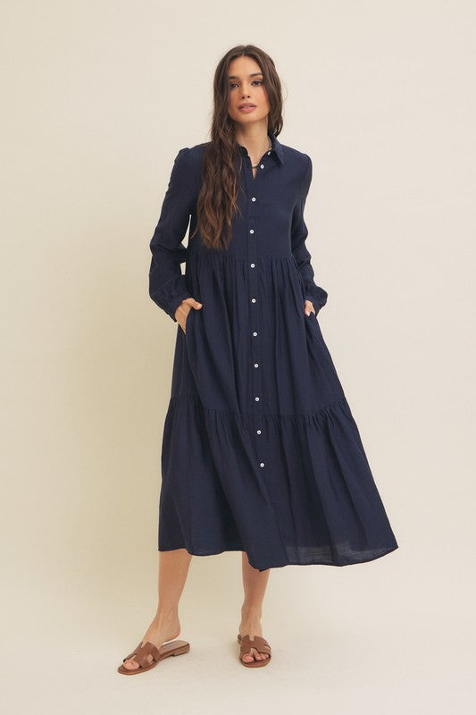 Navy Button down dress