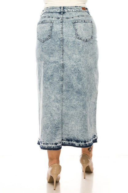 Denim Long Skirt Plus Sand Blush