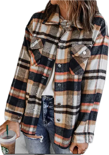 Blue Casual Plaid Shacket