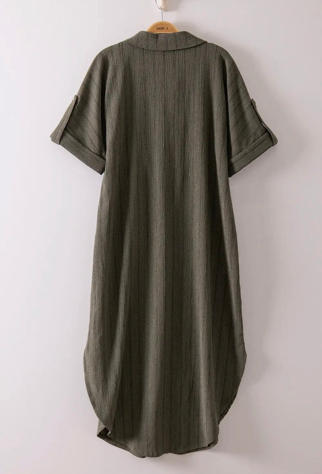 Olive Striped Linen Midi
