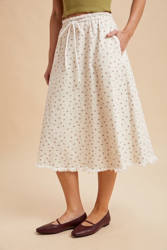 Disty Print Midi Skirt