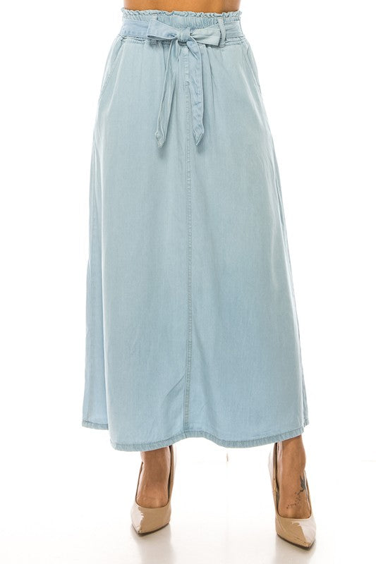 Denim Long Skirt Light Indigo