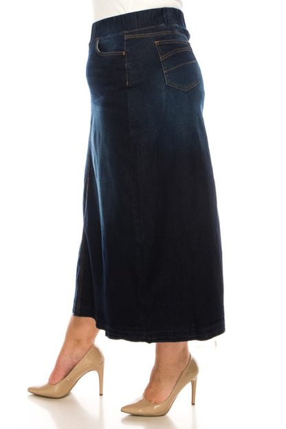 Plus Denim Long Skirt